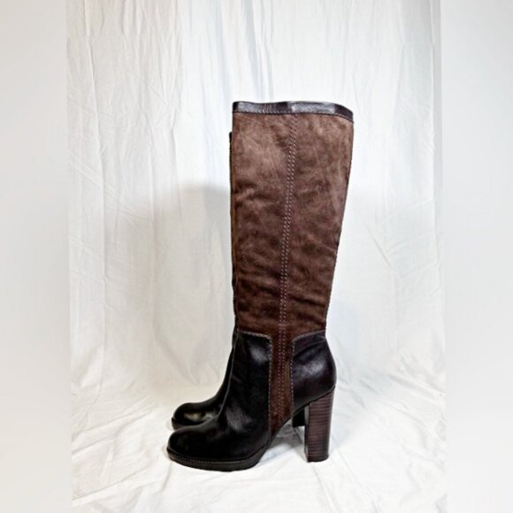 Vintage Nine West Emilio Dark Brown Suede Leather Boho Knee High Boots~7.5~ - Picture 3 of 6